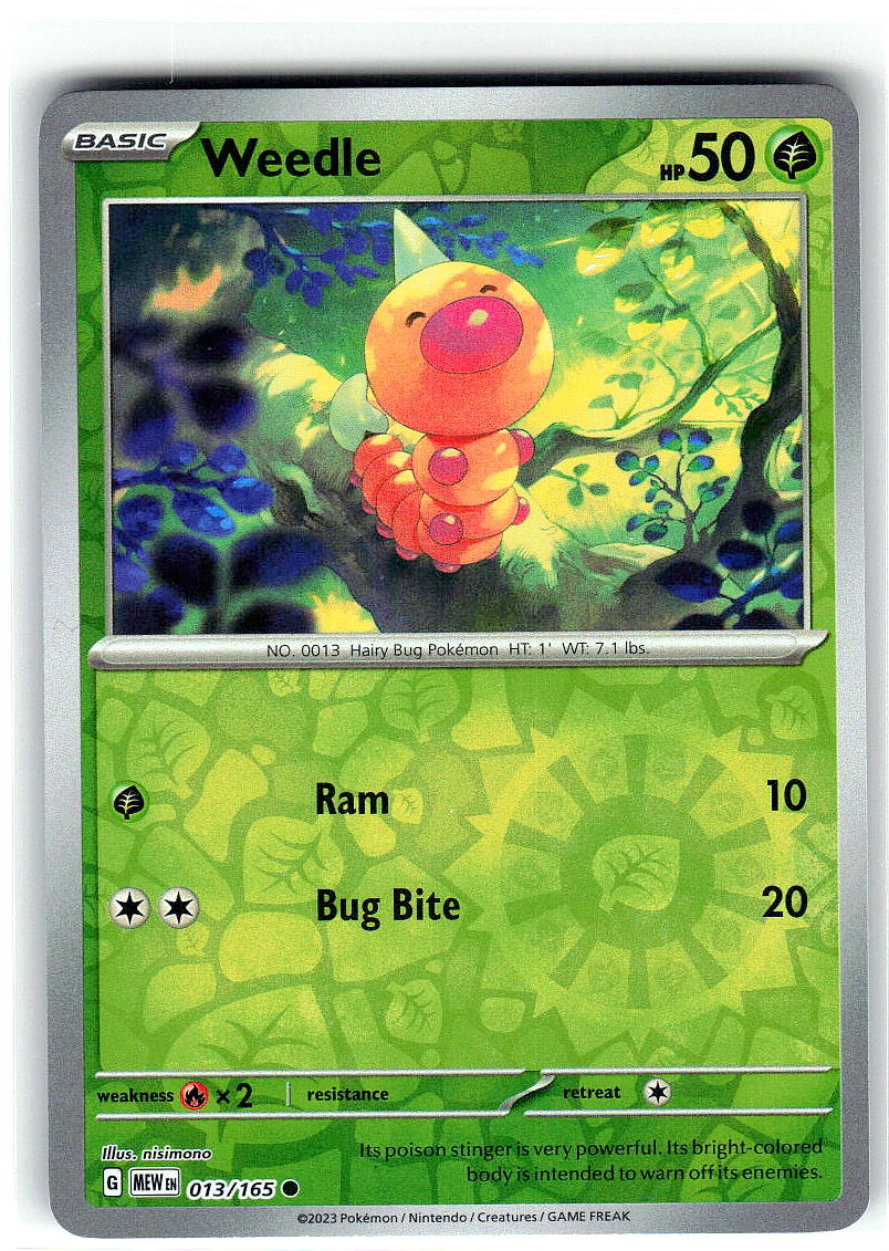 Weedle 013/165 Common 151 Pokemon Reverse Holo Near Mint