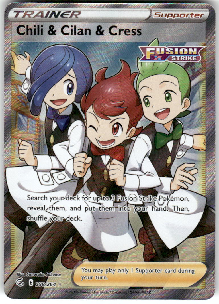 Chili & Cilan & Cress 258/264 Ultra Rare Fusion Strike Pokemon Holo Near Mint
