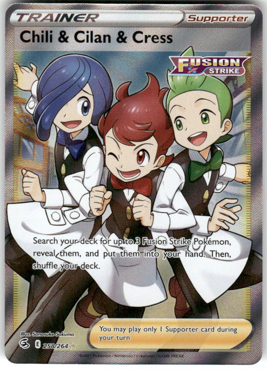 Chili & Cilan & Cress 258/264 Ultra Rare Fusion Strike Pokemon Holo Near Mint