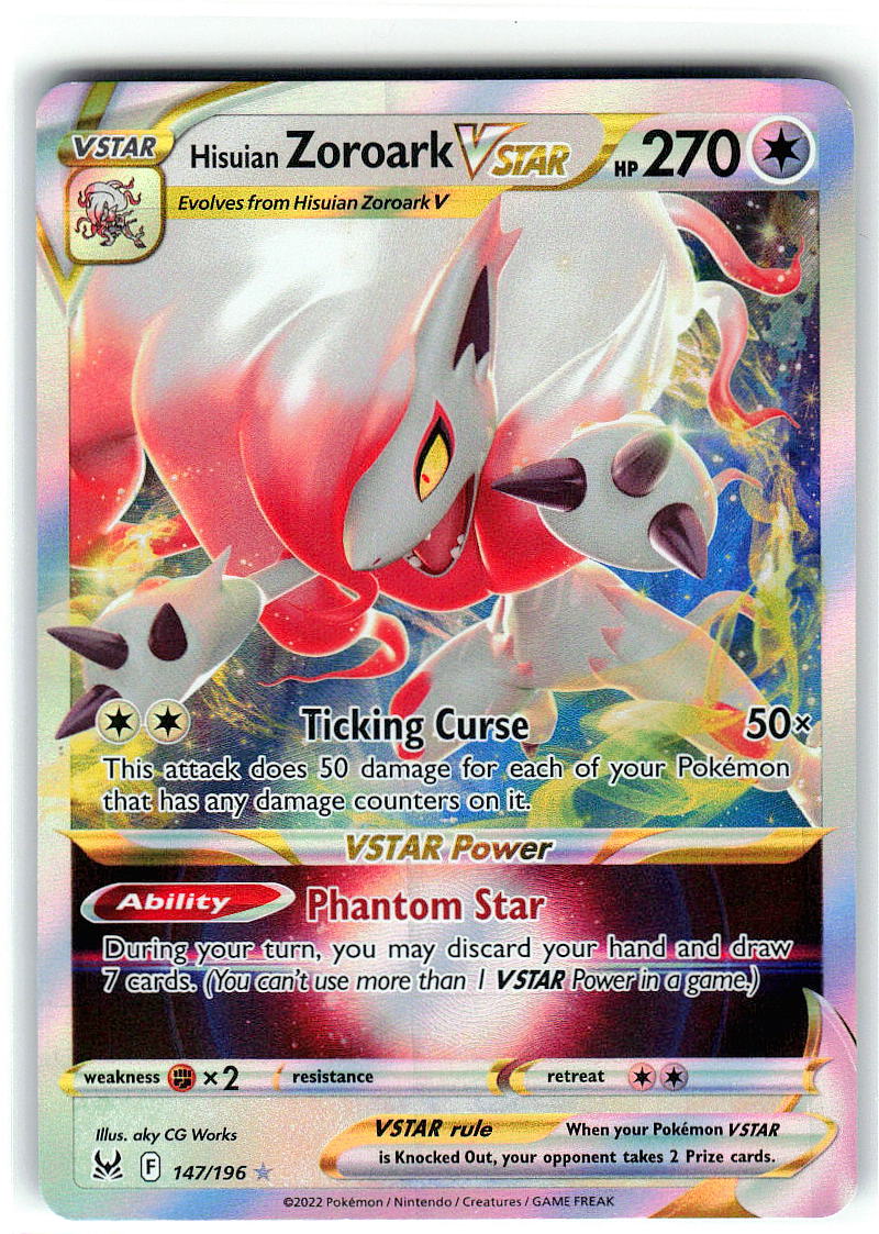 Hisuian Zoroark VSTAR 147/196 Holo Ultra Rare Lost Origin Pokemon MP