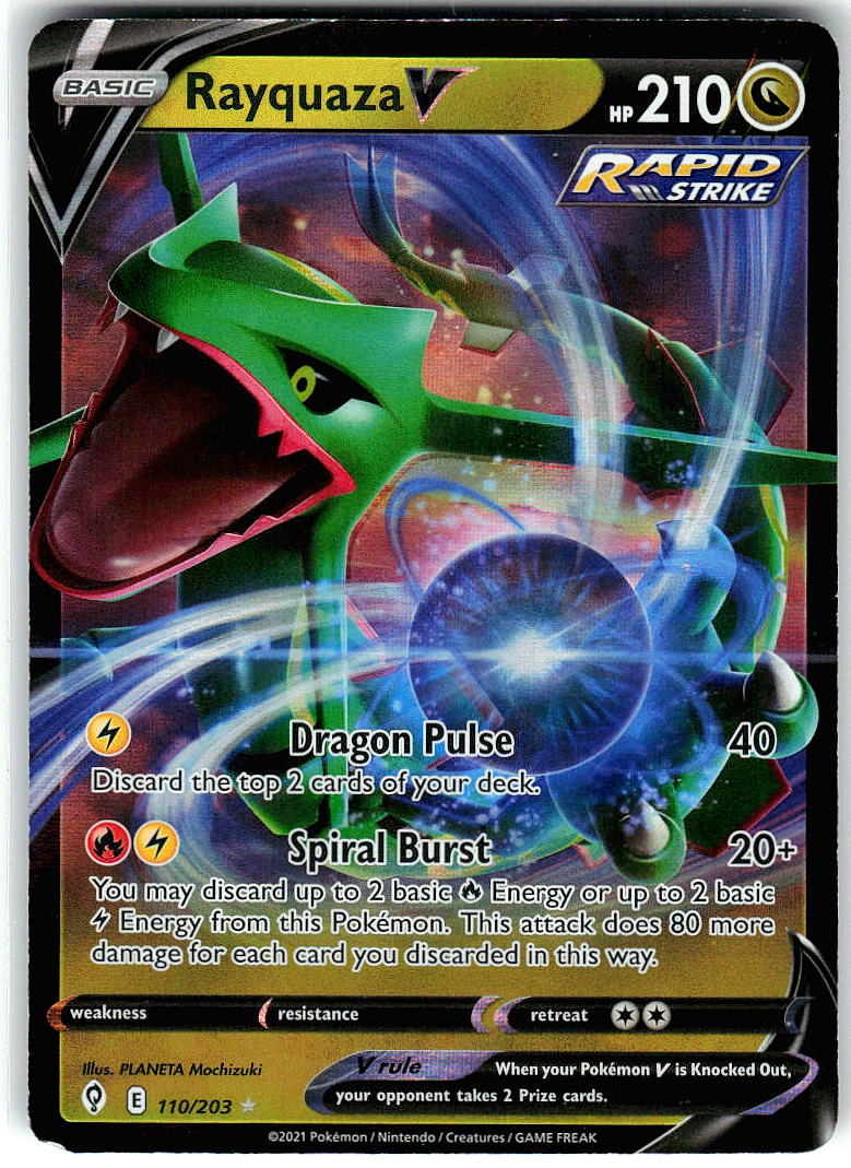Rayquaza V 110/203 Holo Ultra Rare Evolving Skies Pokemon Moderately Played