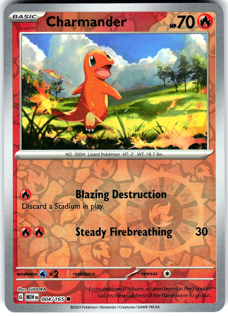 Charmander 004/165 Common 151 Pokemon Reverse Holo Near Mint