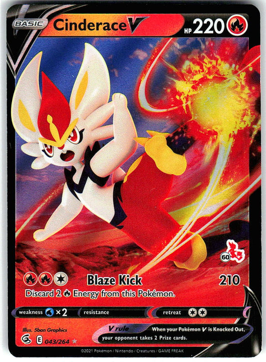 Cinderace V (#60 Cinderace Stamped) 043/264 Holo Battle Academy 2022 Pokemon NM