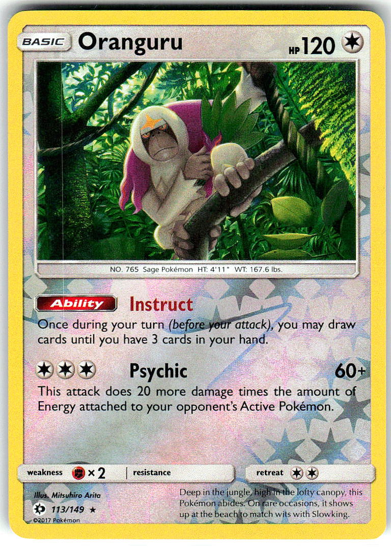 Oranguru 113/149 Holo Rare SM Base Set Pokemon Reverse Holo Lightly Played