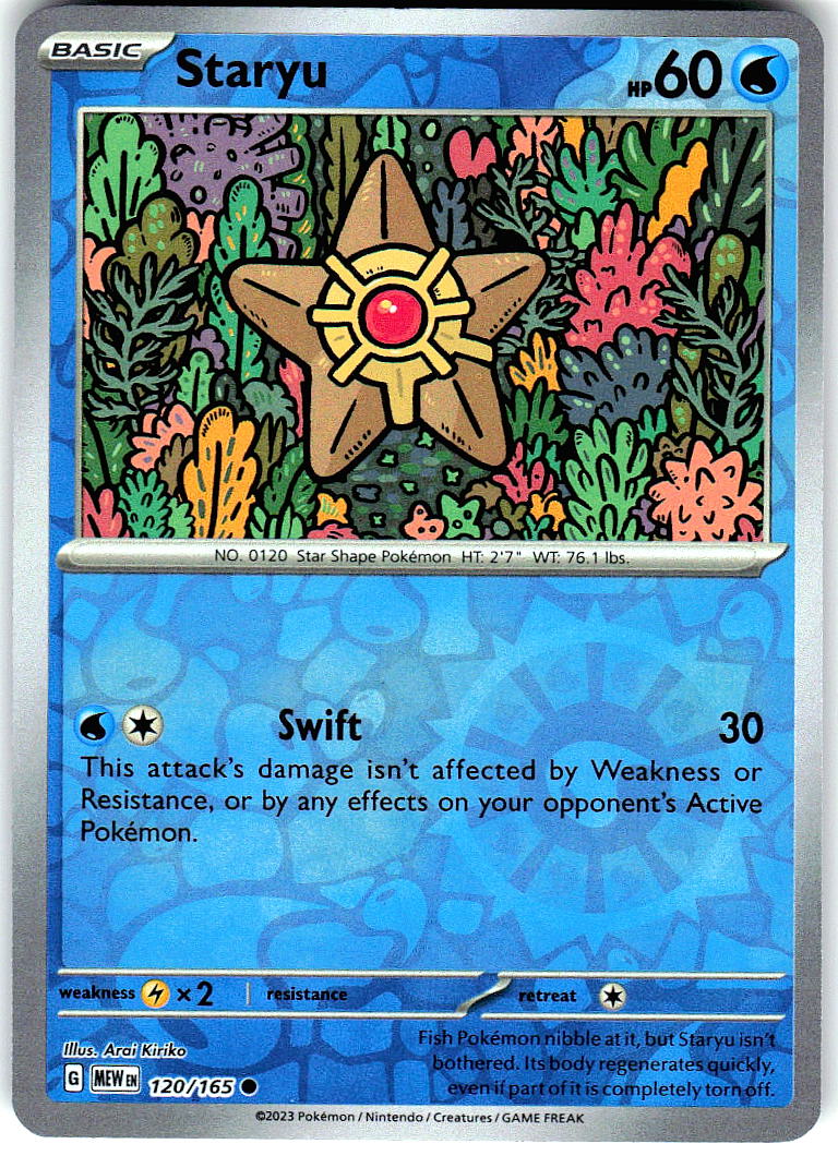 Staryu 120/165 Common 151 Pokemon Reverse Holo Moderately Played