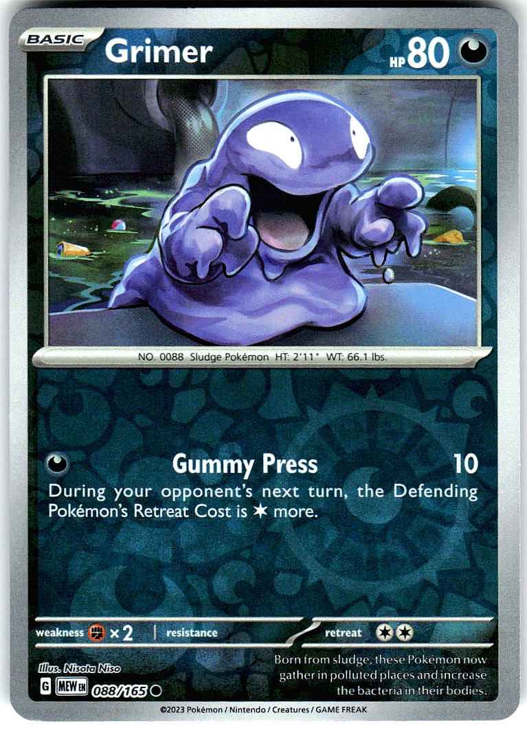 Grimer 088/165 Common 151 Pokemon Reverse Holo Near Mint