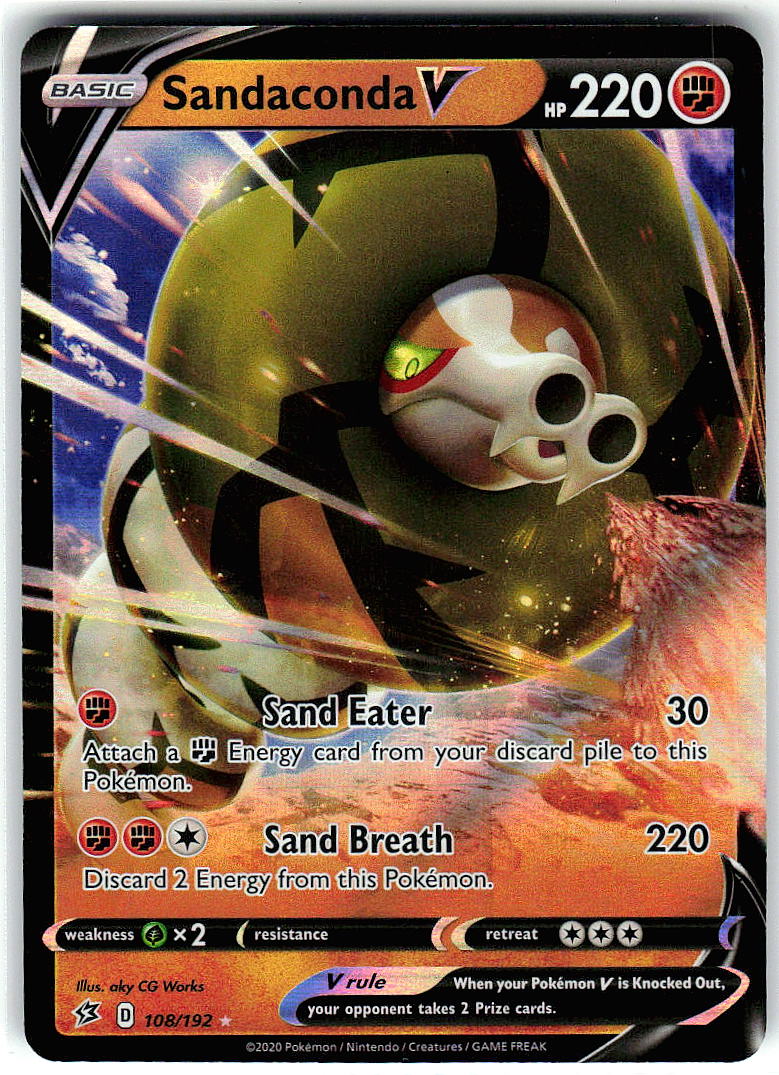 Sandaconda V 108/192 Holo Ultra Rare Rebel Clash Pokemon Near Mint
