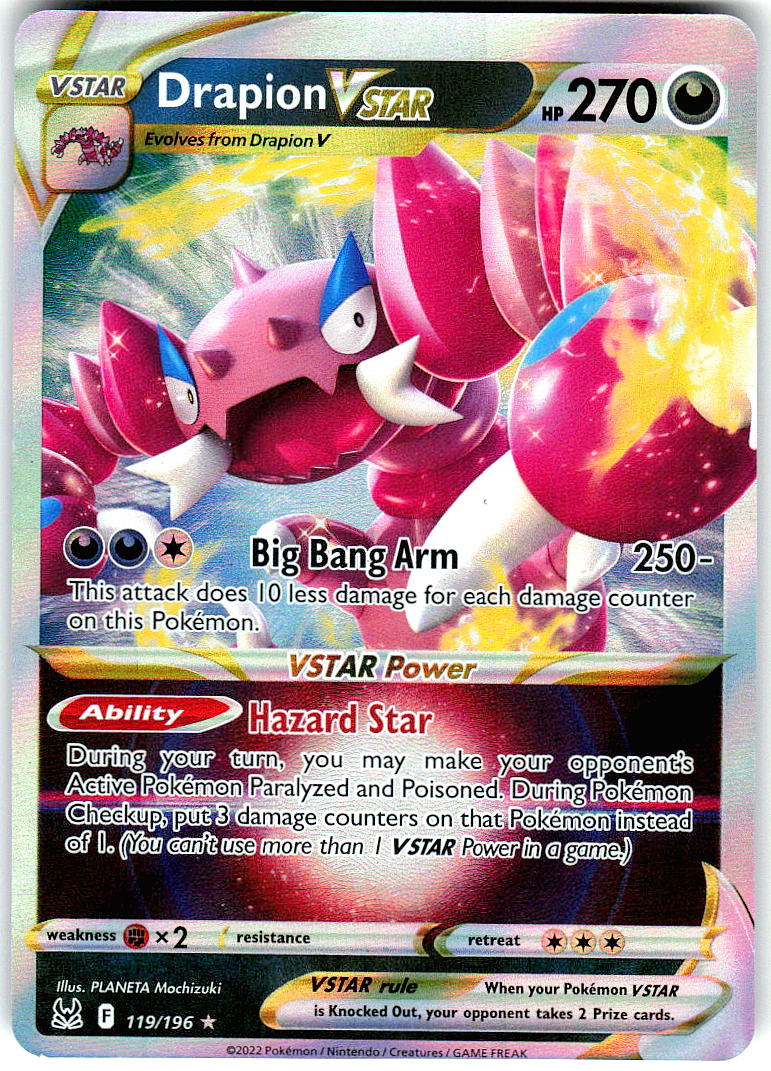 Drapion VSTAR 119/196 Holo Ultra Rare Lost Origin Pokemon Near Mint