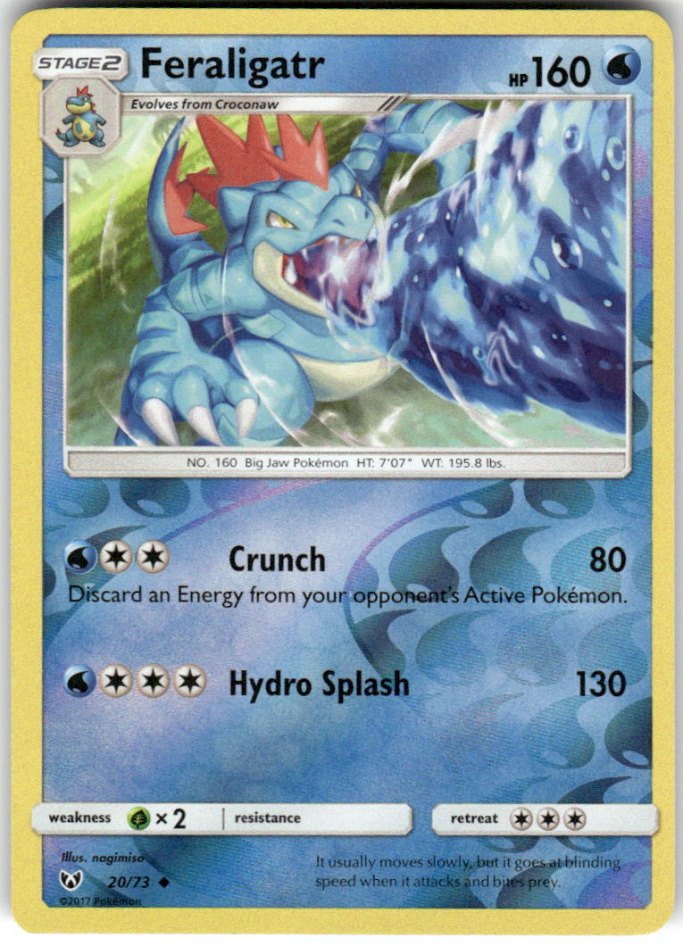 Feraligatr 20/73 Uncommon Shining Legends Pokemon Reverse Holo Near Mint