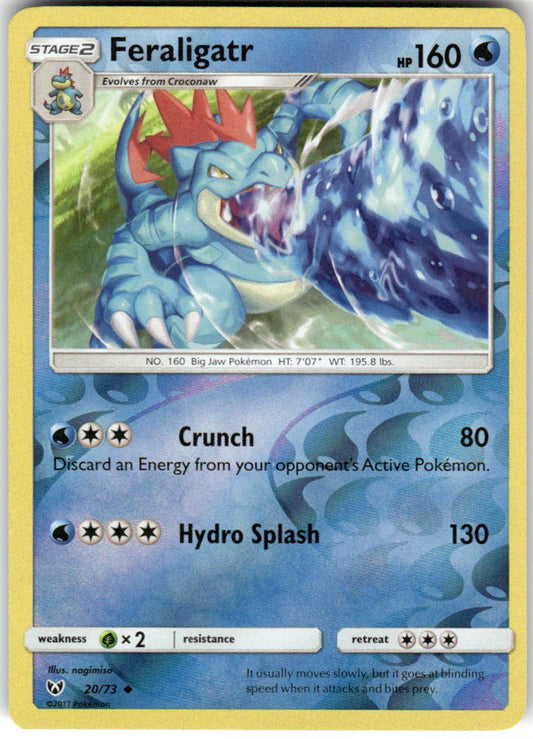 Feraligatr 20/73 Uncommon Shining Legends Pokemon Reverse Holo Near Mint