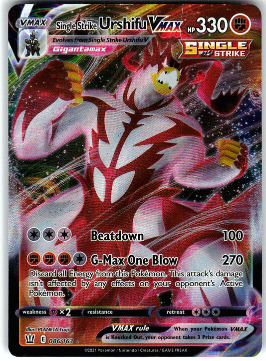 Single Strike Urshifu VMAX 086/163 Holo Ultra Rare Battle Styles Pokemon MP