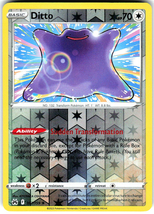 Ditto 107/159 Rare Crown Zenith Pokemon Reverse Holo Near Mint