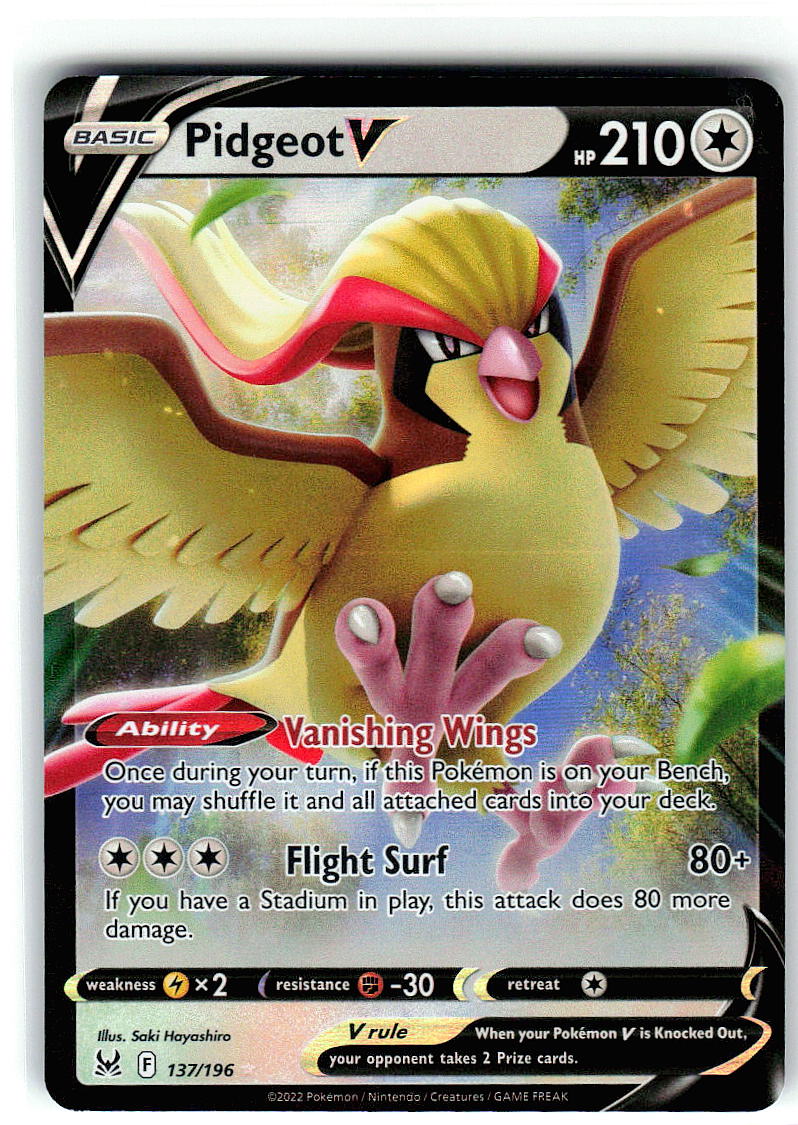Pidgeot V 137/196 Holo Ultra Rare Lost Origin Pokemon Near Mint