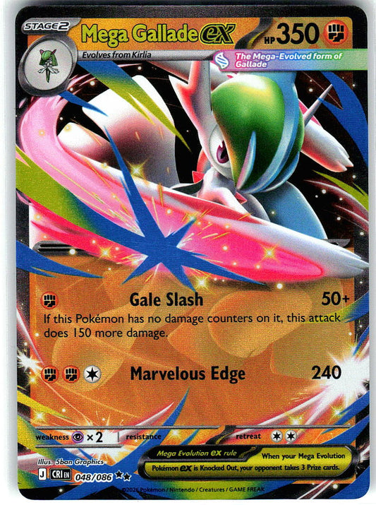 Mega Gallade ex 048/086 Double Rare Chaos Rising Pokemon Holo Near Mint