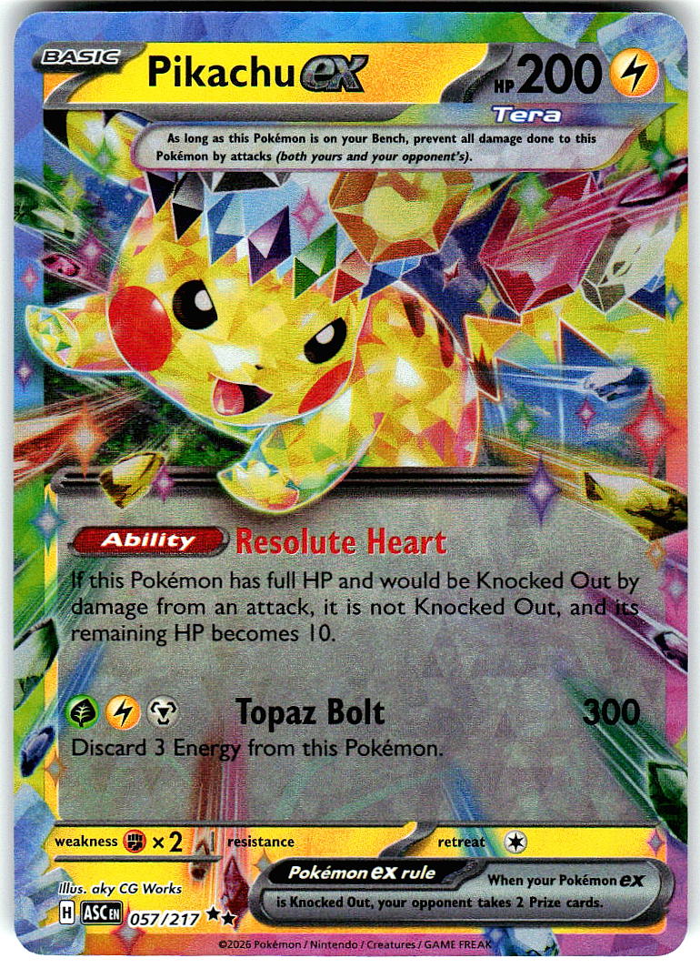 Pikachu ex 057/217 Double Rare Ascended Heroes Pokemon Holo Near Mint
