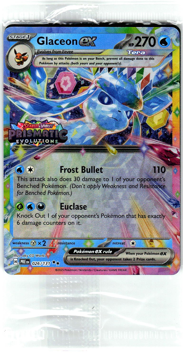 SEALED Glaceon ex (Prismatic Evolutions Stamp) 026/131 Holo  Pokemon NM