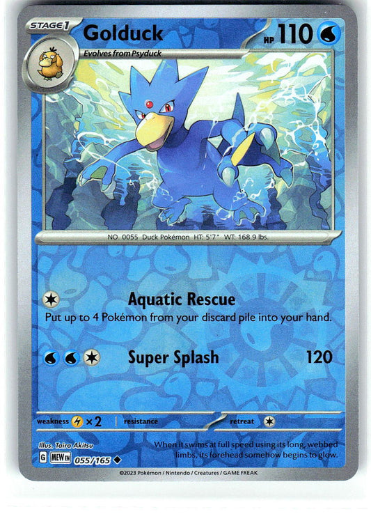 Golduck 055/165 Uncommon 151 Pokemon Reverse Holo Near Mint