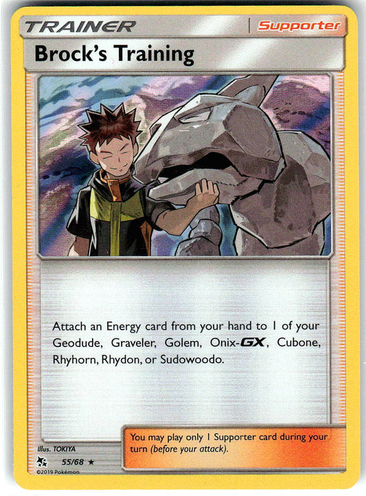 Brock's Training 55/68 Holo Rare Hidden Fates Pokemon Near Mint