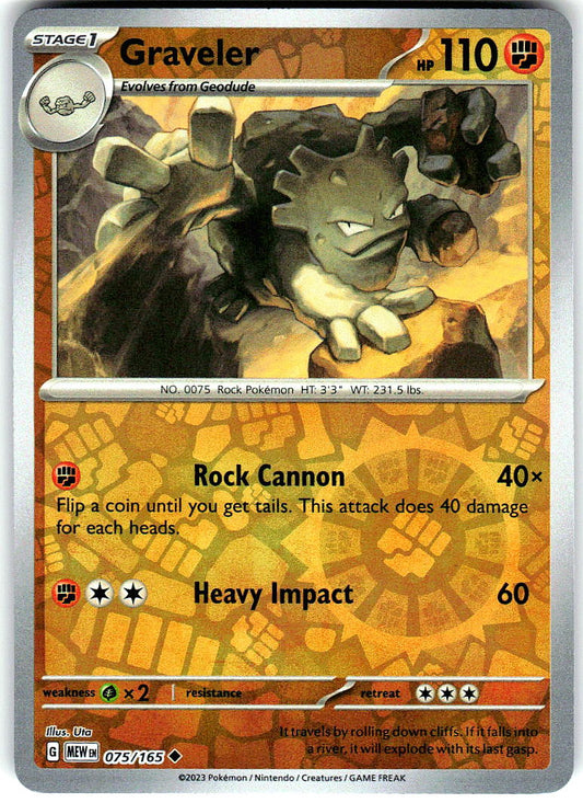 Graveler 075/165 Uncommon 151 Pokemon Reverse Holo Lightly Played
