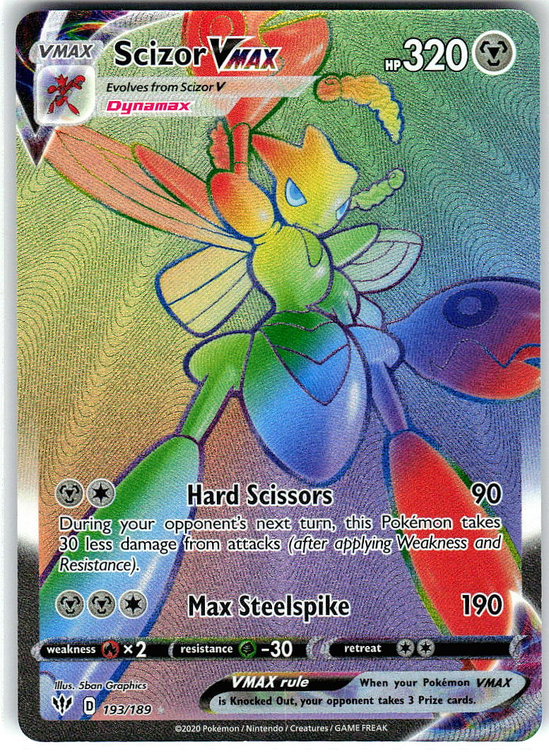Scizor VMAX 193/189 Rainbow Rare Darkness Ablaze Pokemon Holo Near Mint