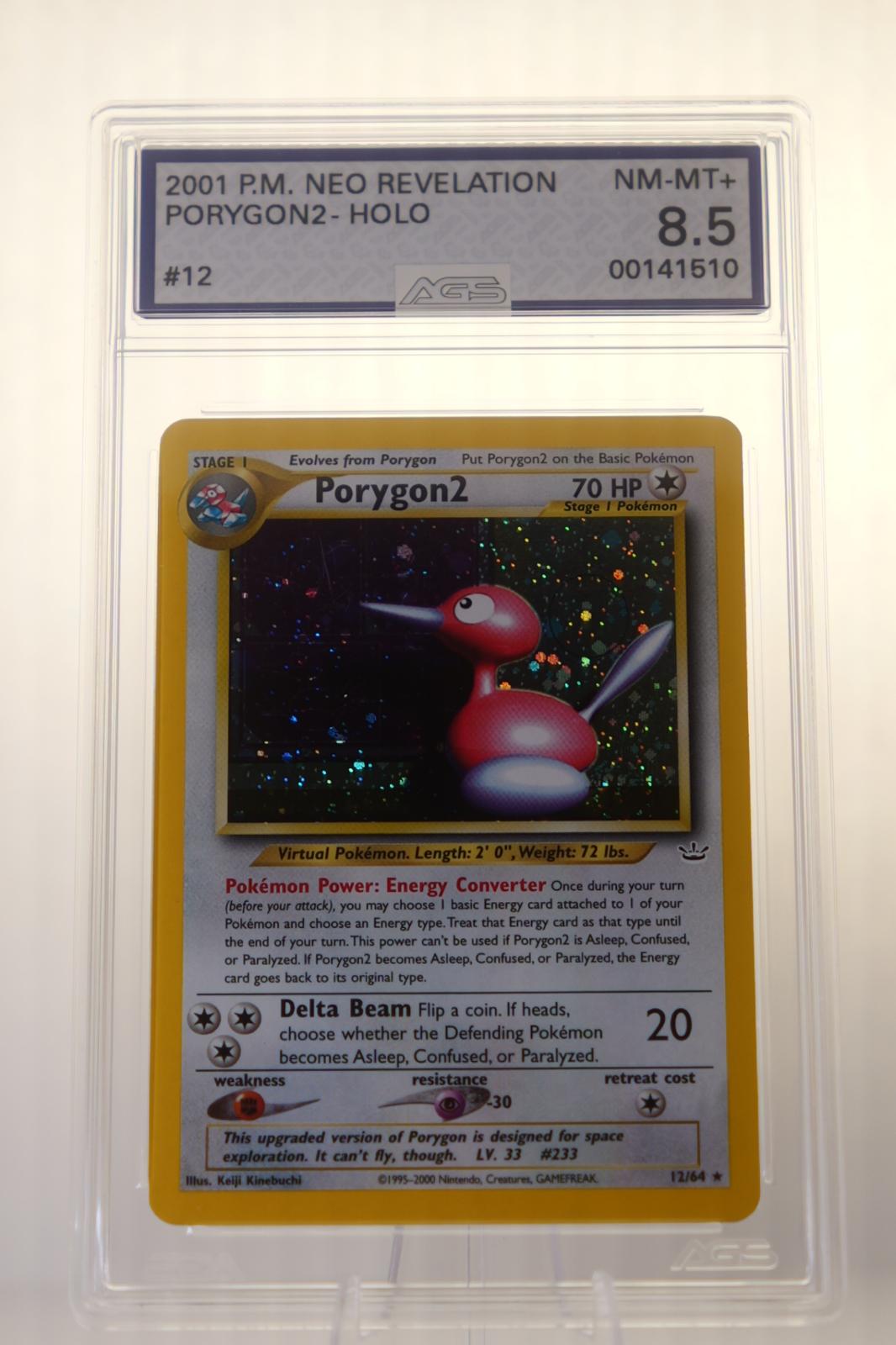 AGS 8.5 - Porygon2 12/64 Rare Neo Revelation Pokemon Unlimited Holo