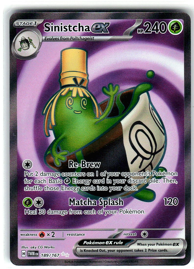 Sinistcha ex 189/167 Double Rare Twilight Masquerade Pokemon Holo Near Mint