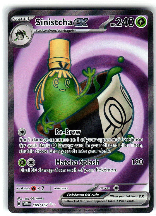 Sinistcha ex 189/167 Double Rare Twilight Masquerade Pokemon Holo Near Mint