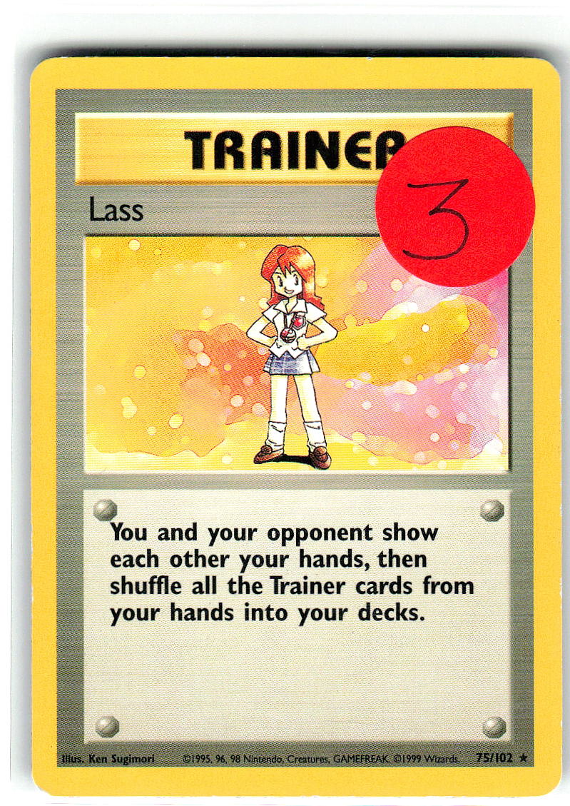 Lass 75/102 Rare Base Set Unlimited Pokemon Moderately Played