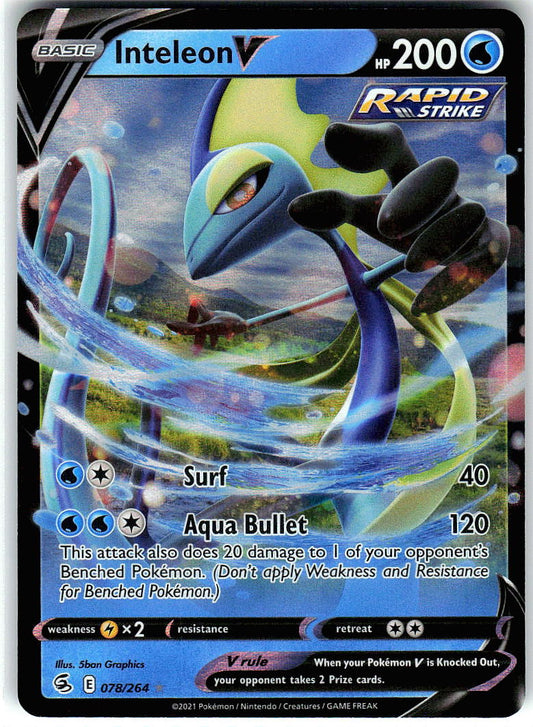 Inteleon V 078/264 Holo Ultra Rare Fusion Strike Pokemon Near Mint