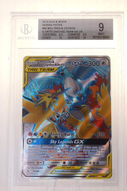 Moltres & Zapdos & Articuno GX 66/68 Ultra Rare Hidden Fates Pokemon Holo NM