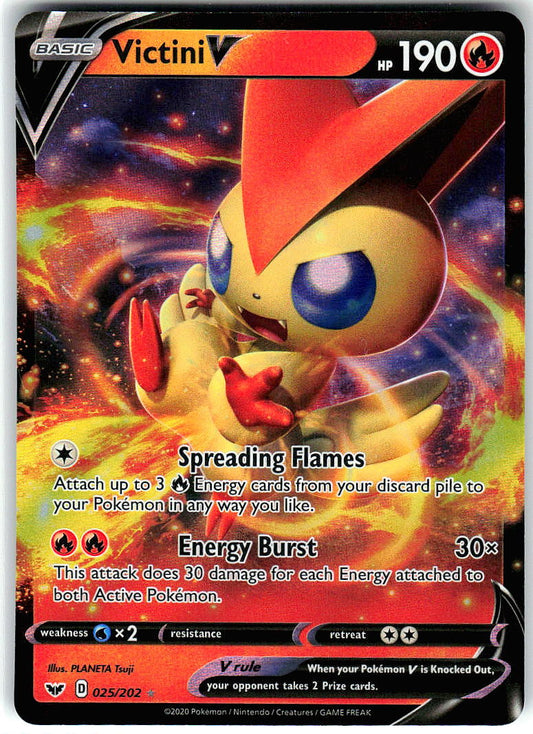 Victini V 025/202 Holo Ultra Rare Sword & Shield Pokemon Near Mint