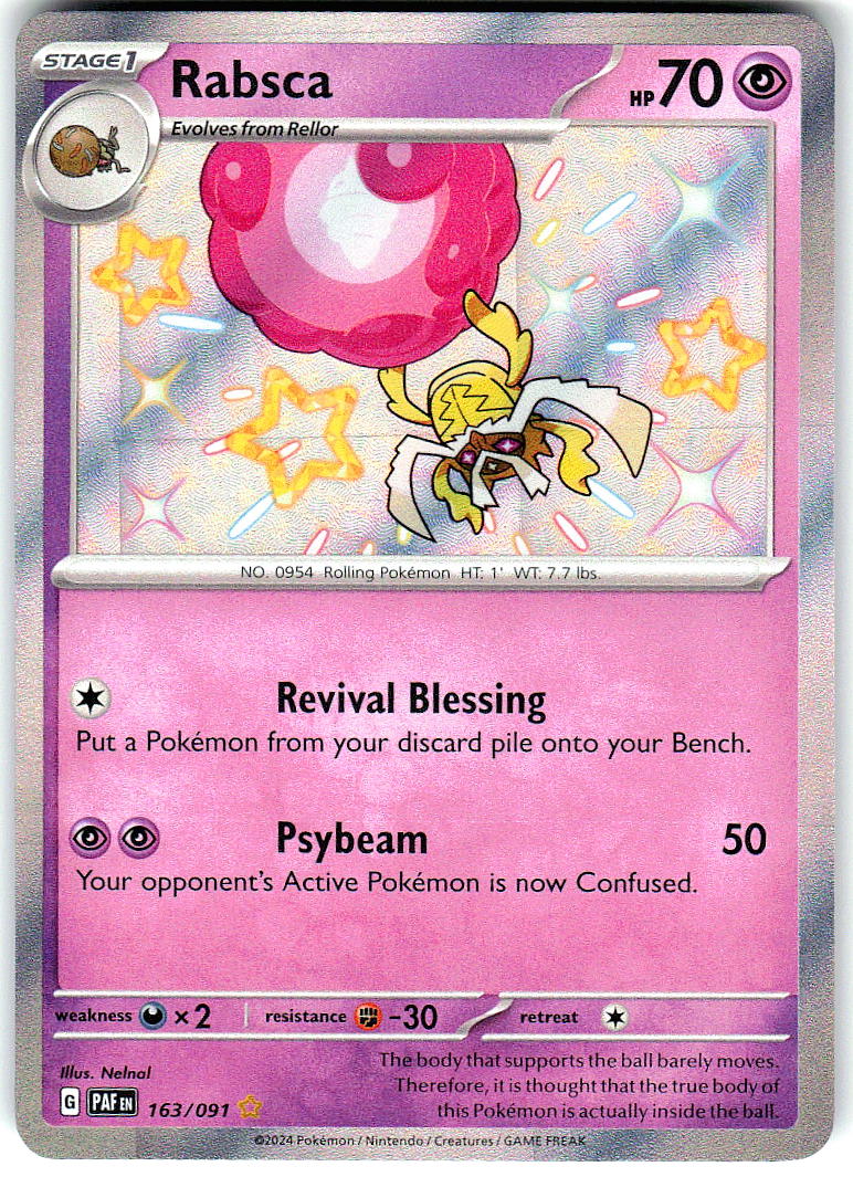 Rabsca 163/091 Shiny Rare Paldean Fates Pokemon Holo Near Mint