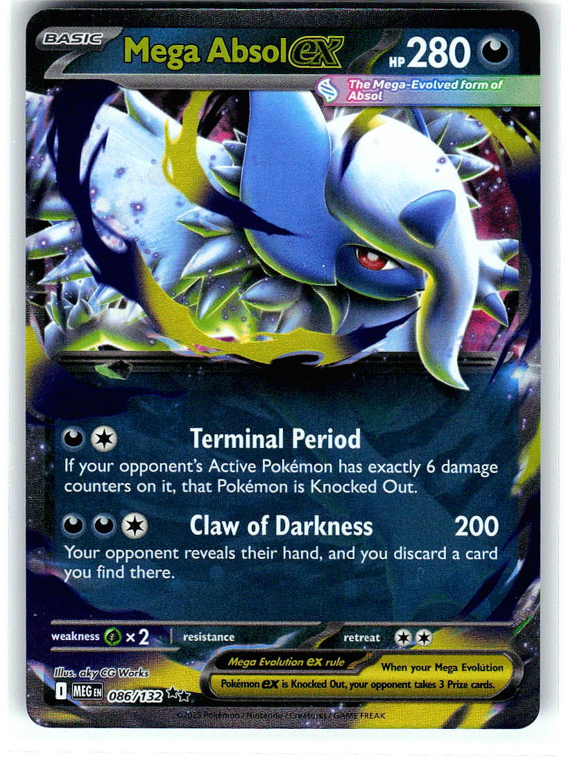 Mega Absol ex 086/132 Double Rare Mega Evolution Pokemon Holo Near Mint
