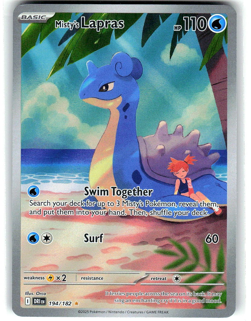 Misty's Lapras 194/182 Illustration Rare Destined Rivals Pokemon Holo Near Mint
