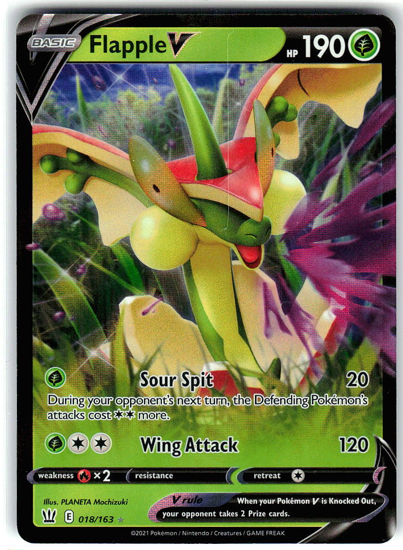 Flapple V 018/163 Holo Ultra Rare Battle Styles Pokemon Near Mint