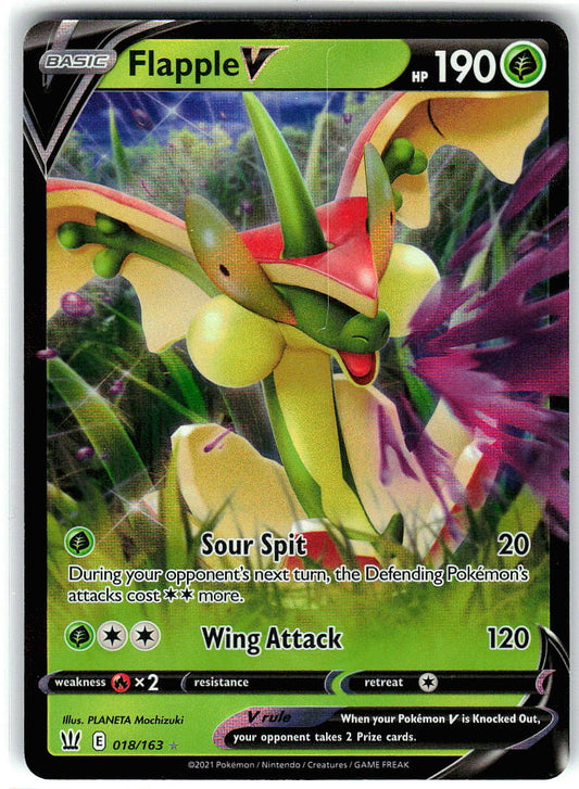 Flapple V 018/163 Holo Ultra Rare Battle Styles Pokemon Near Mint